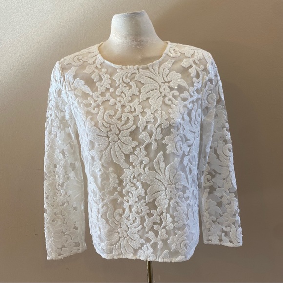 DIANE VON FURSTENBERG Belle Sequined Floral Top in white - Picture 4 of 12